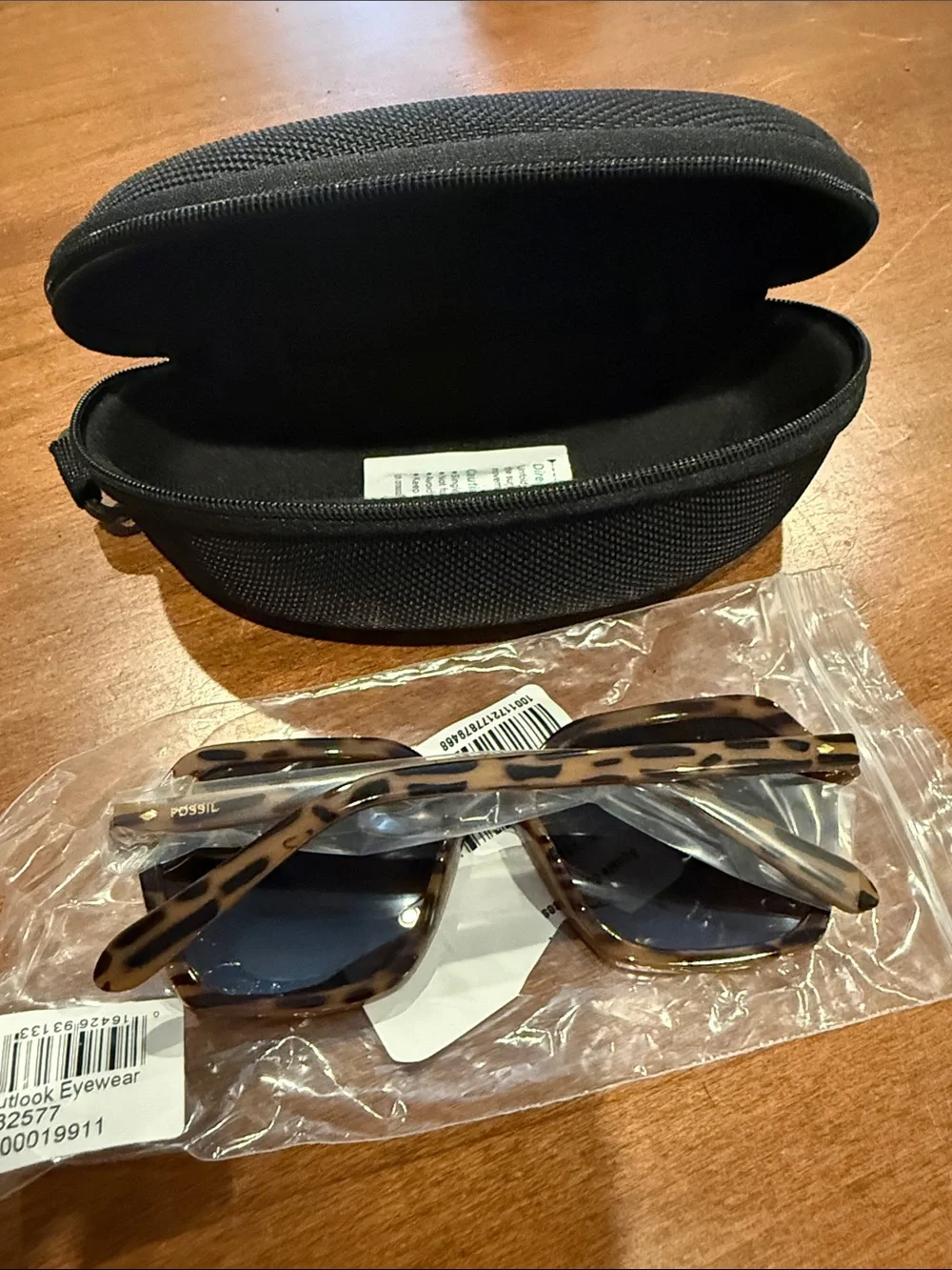 Fossil Tortoiseshell Frame Sunglasses with Black Lenses